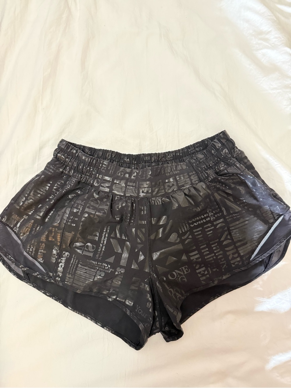 Women's Lululemon Black Graphic Run Shorts